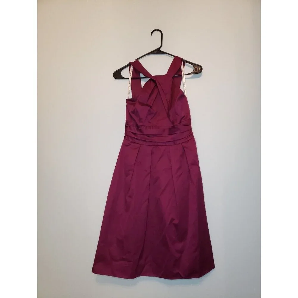 David's Bridal | Dresses | Davids Bridal Bridesmaid Dress Womens 2  Sleeveless Maroon Knee Length Ruched | Poshmark